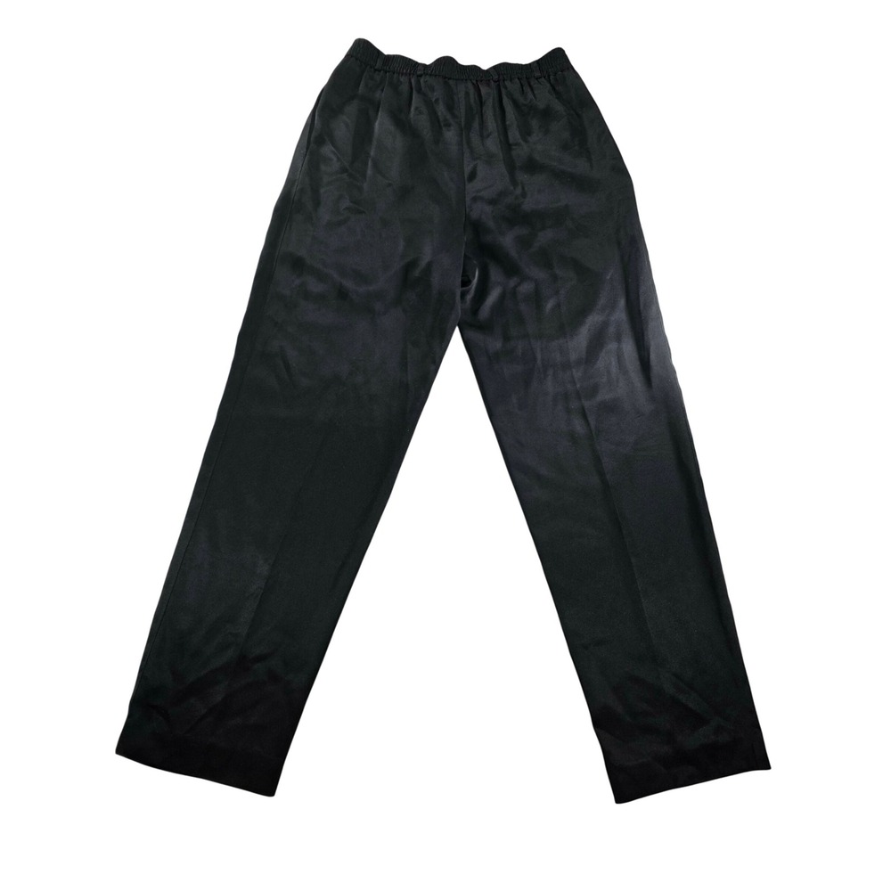 VTG Liz Claiborne Black Triacetate Satin Look Pull-On Pants Relaxed Fit w/Pocket - Picture 3 of 9